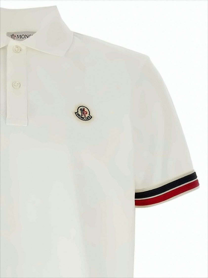 Moncler Short-Sleeve Polo Shirt With Contrasting Striped Accents
