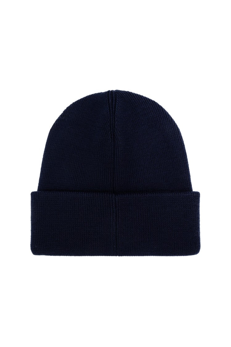 Moose Knuckles Navy Wool Beanie With Rolled-Up Brim