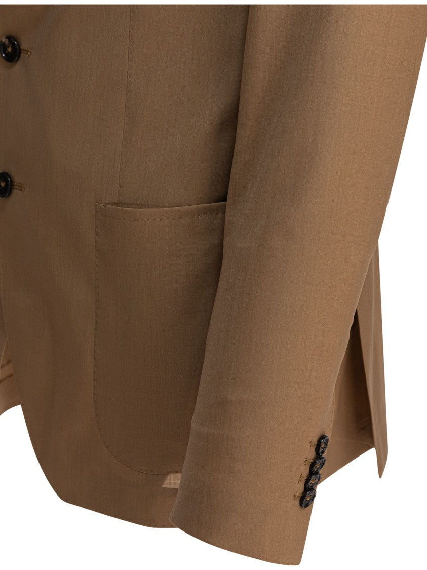 Tagliatore Beige Two-Button Jacket With Notch Lapels