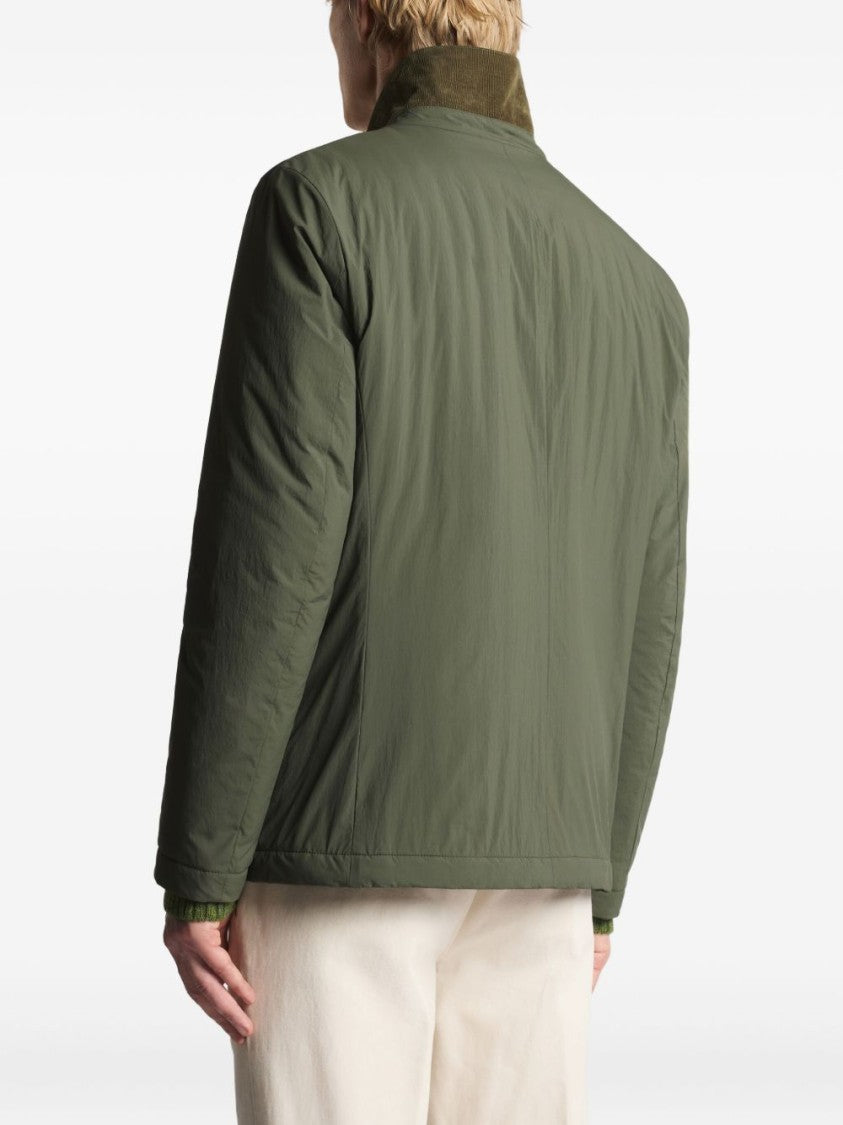 Fay Button-Up Green Coat With High Collar