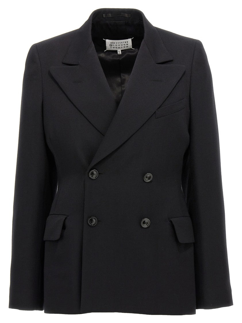 Maison Margiela Tailored Double-Breasted Wool Blazer With Button Closure