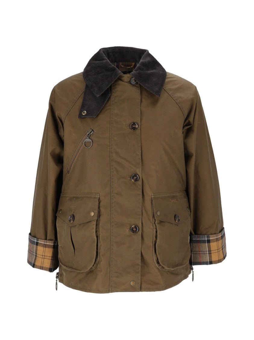 Barbour Brown Marena Waxed Cotton Corduroy Collar Boxy Jacket