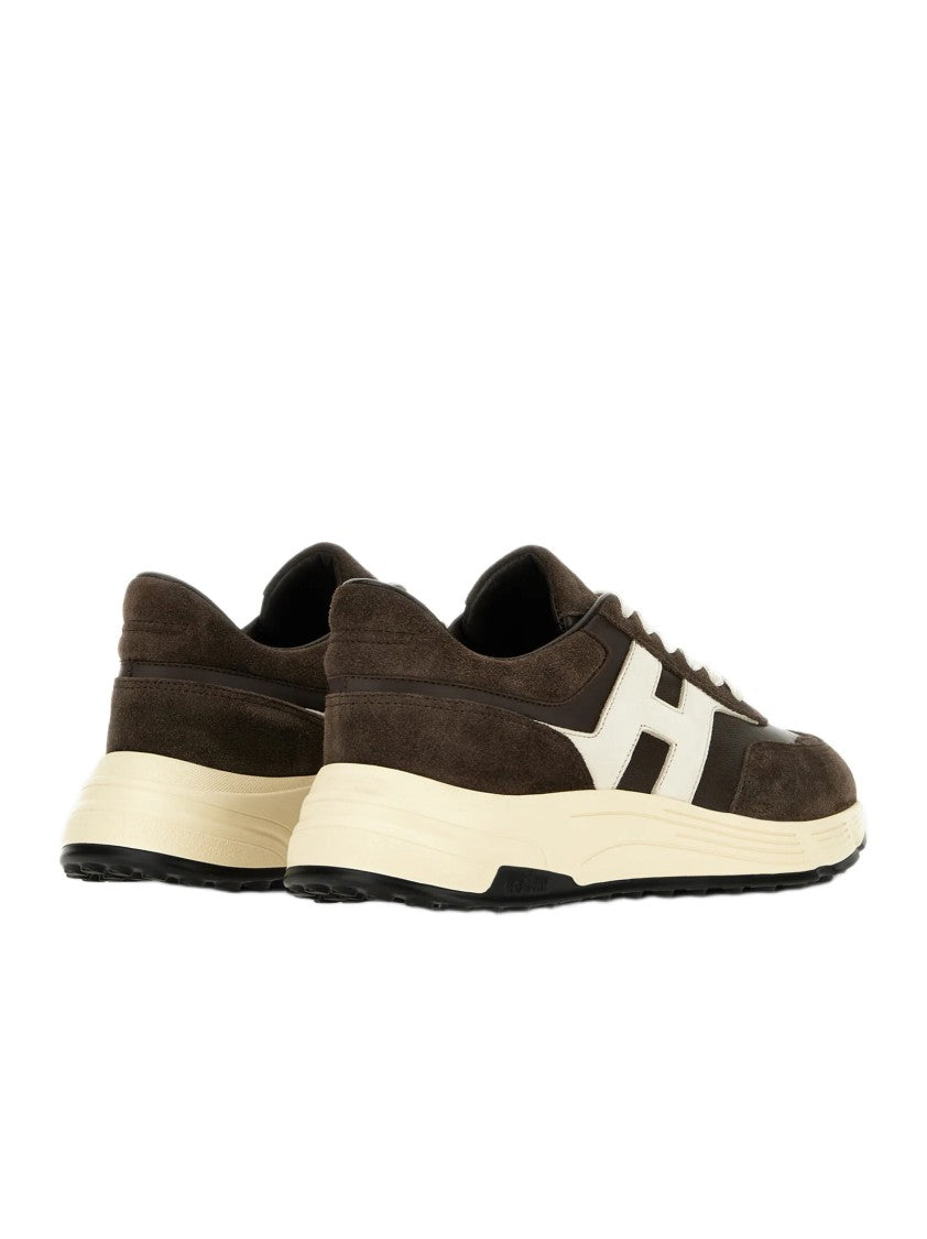 Hogan Brown Suede Sneakers With Leather Accents