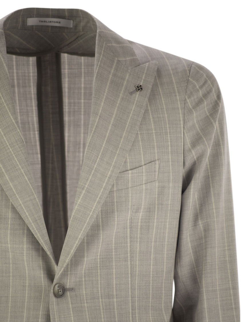 Tagliatore Pinstripe Suit In Wool And Silk