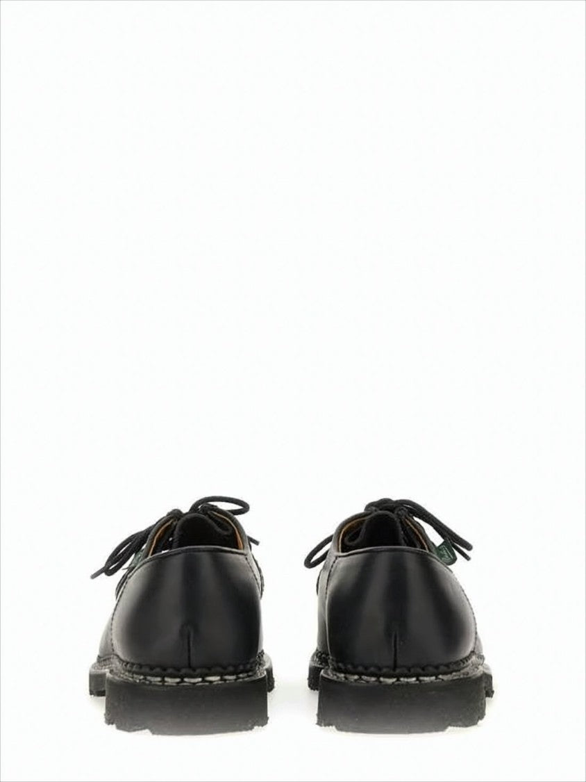 Paraboot Classic Black Calf Leather Loafers With Rugged Outsole