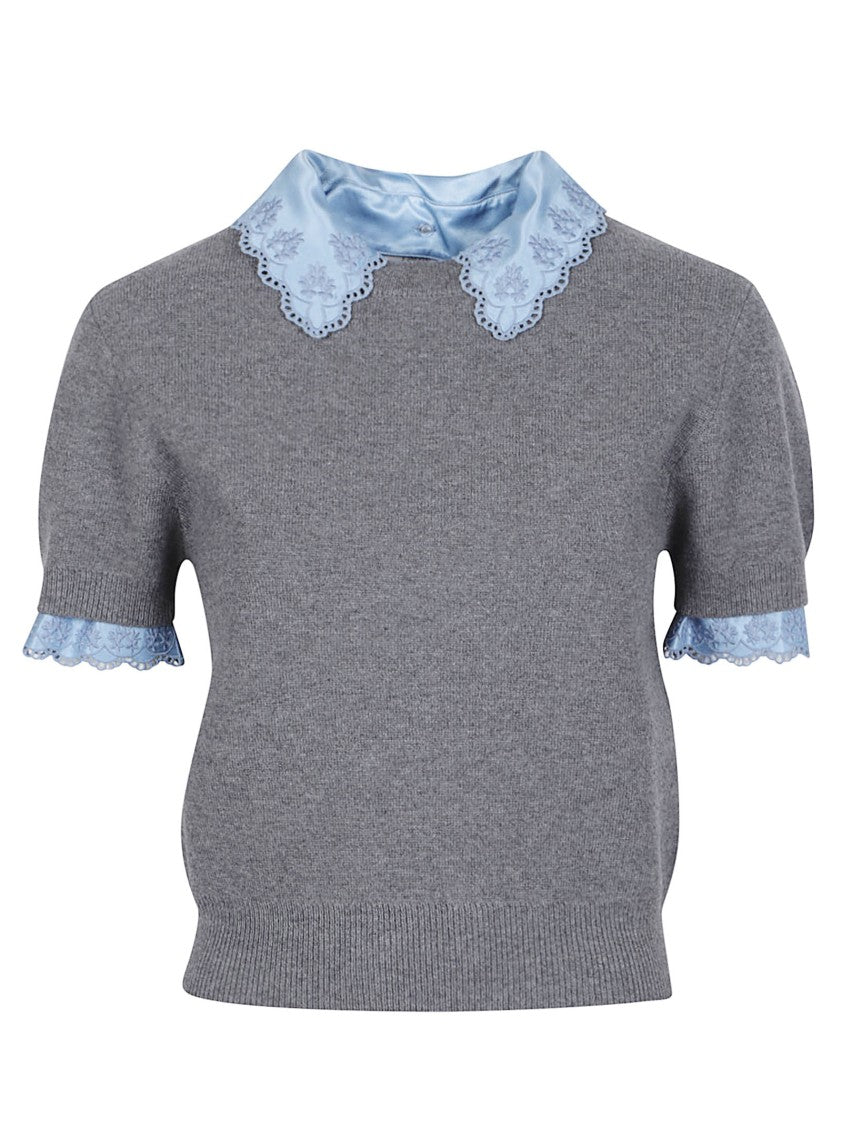 Rabanne Polo Neck Short Sleeve Merino Wool-Cashmere Sweater