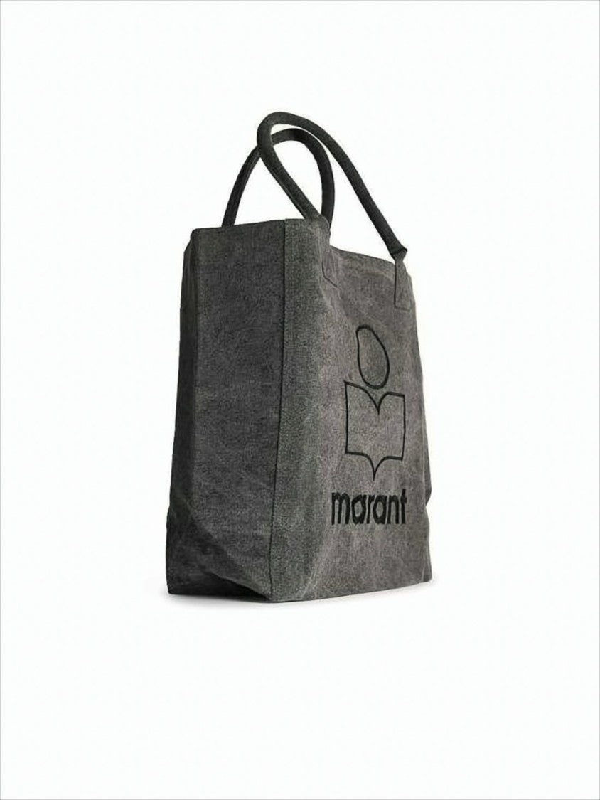 Isabel Marant Vintage-Style Textured Cotton Tote Bag With Embroidered Logo