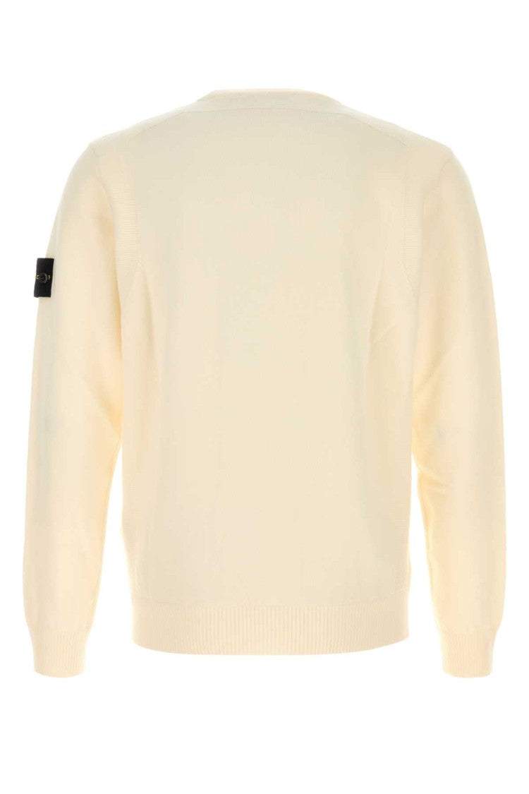 Stone Island Cream Wool Blend Sweater