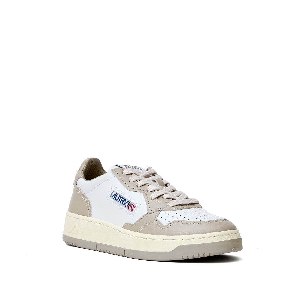 Autry White Feather Gray Medalist Low Leather Sneakers