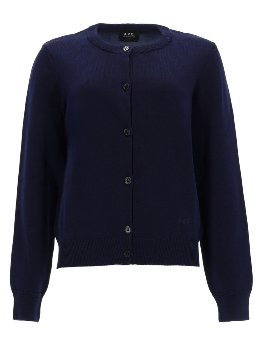 A.P.C. Neutrals Leonie Cropped Knitted Cotton Cardigan