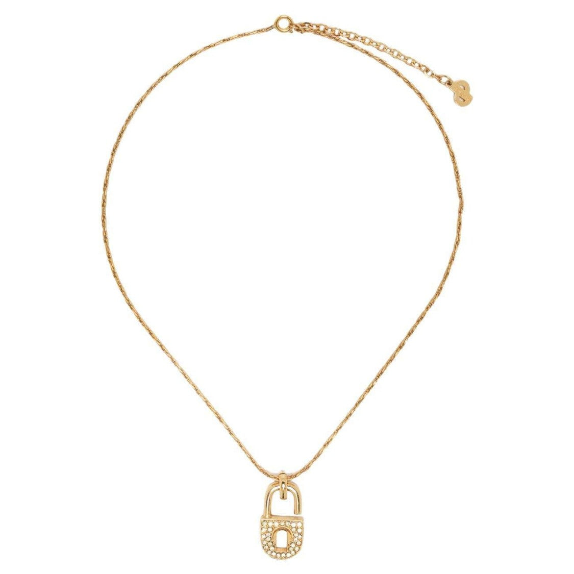 Christian Dior Gold-Tone Padlock Pendant Necklace