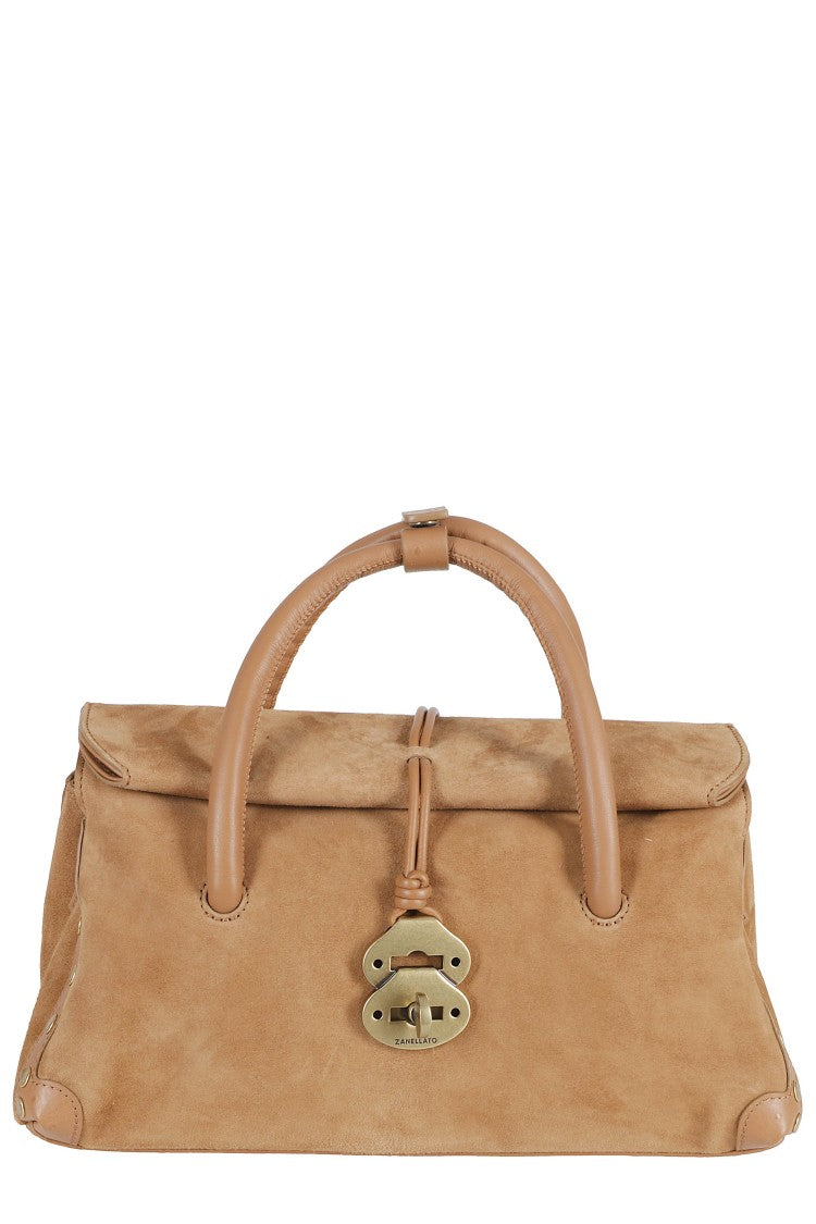 Zanellato Brown Dotta Zashmere S Suede Swivel Buckle Leather Shoulder Bag
