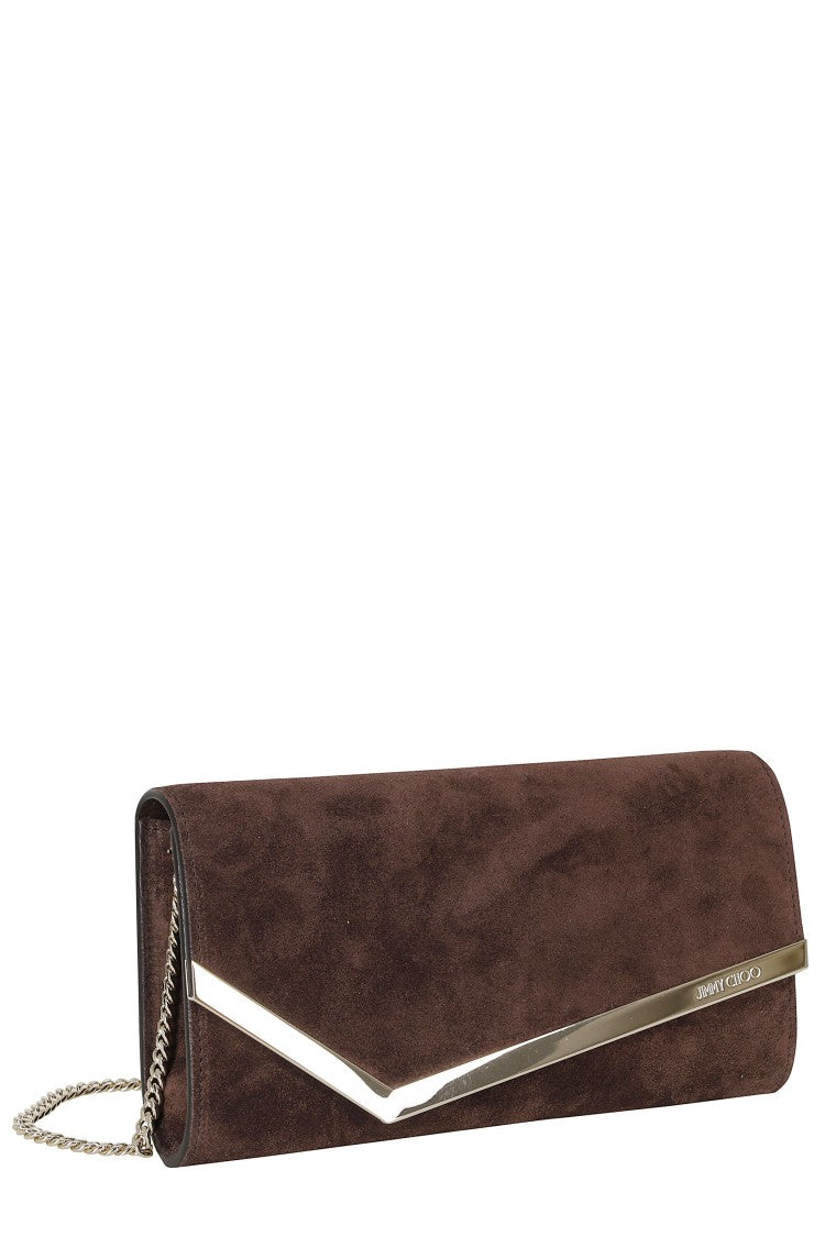 Jimmy Choo Brown Rectangular Removable Chain Leather Handbag