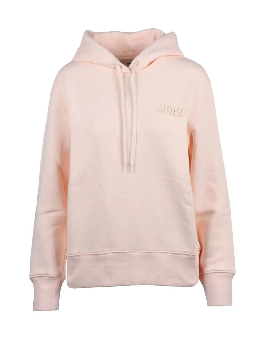 Autry Pink Embroidered Detail Cotton Hoodie