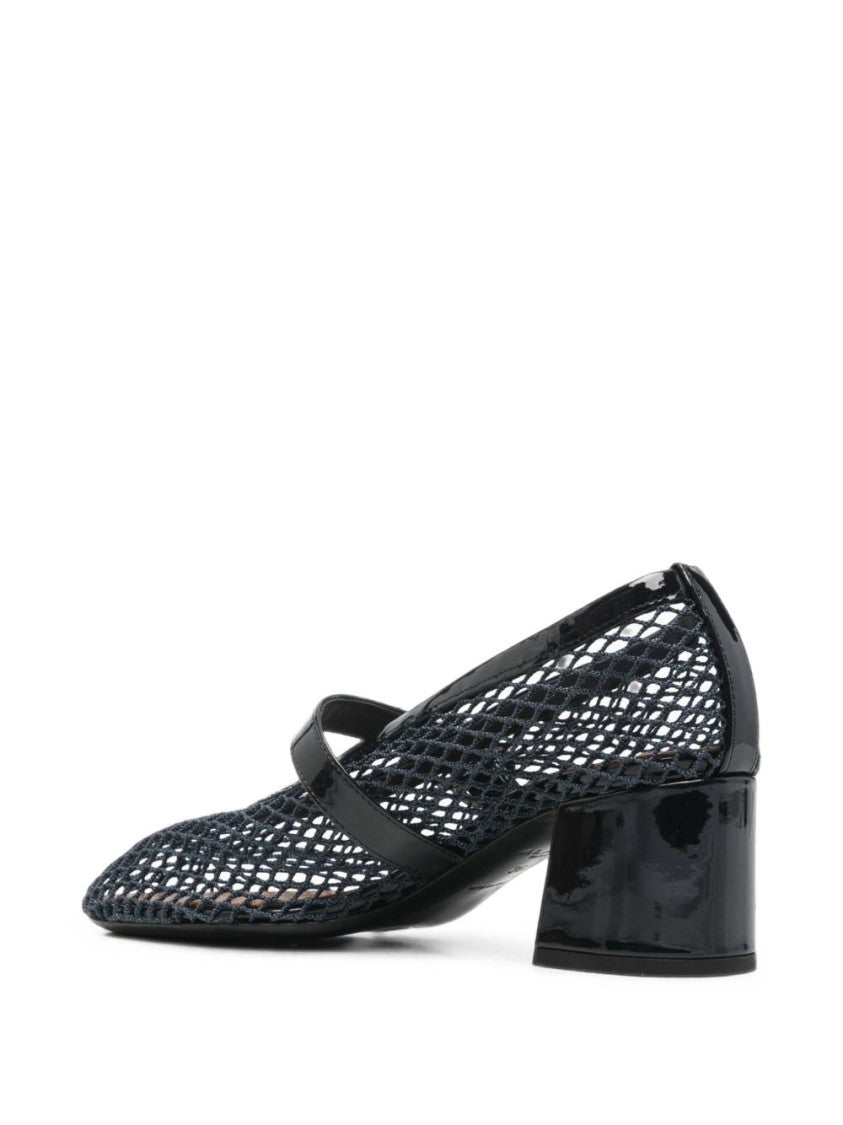 Alaïa Pointed-Toe Glossy Leather Block Heel Pumps