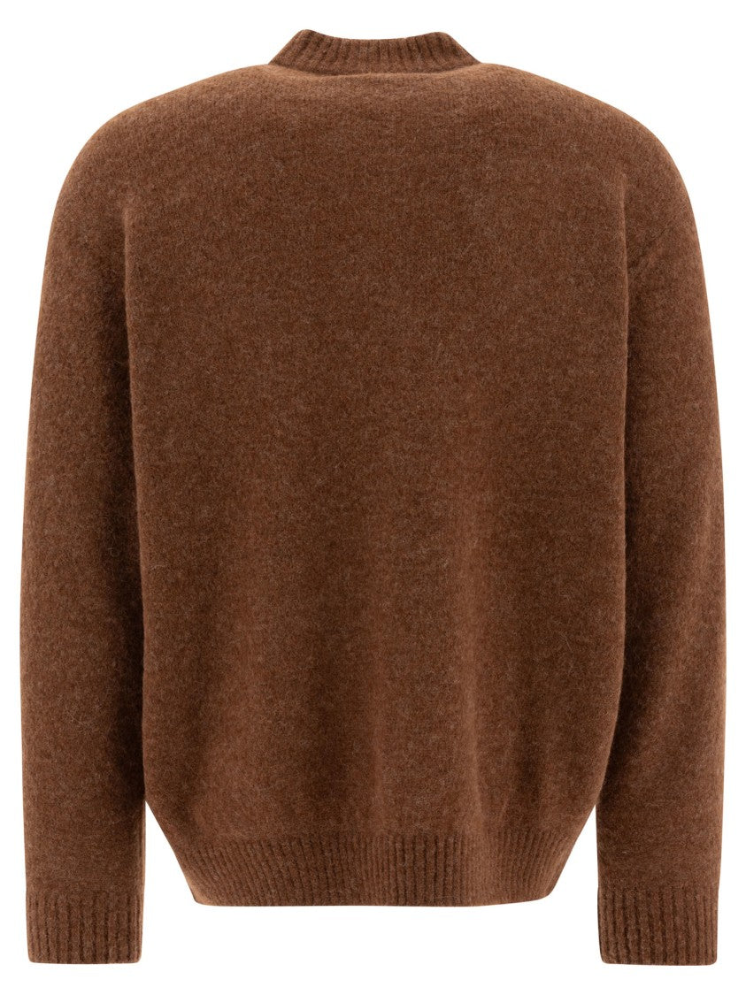 Undercover Half-Zip Brown Knitwear With Alpaca