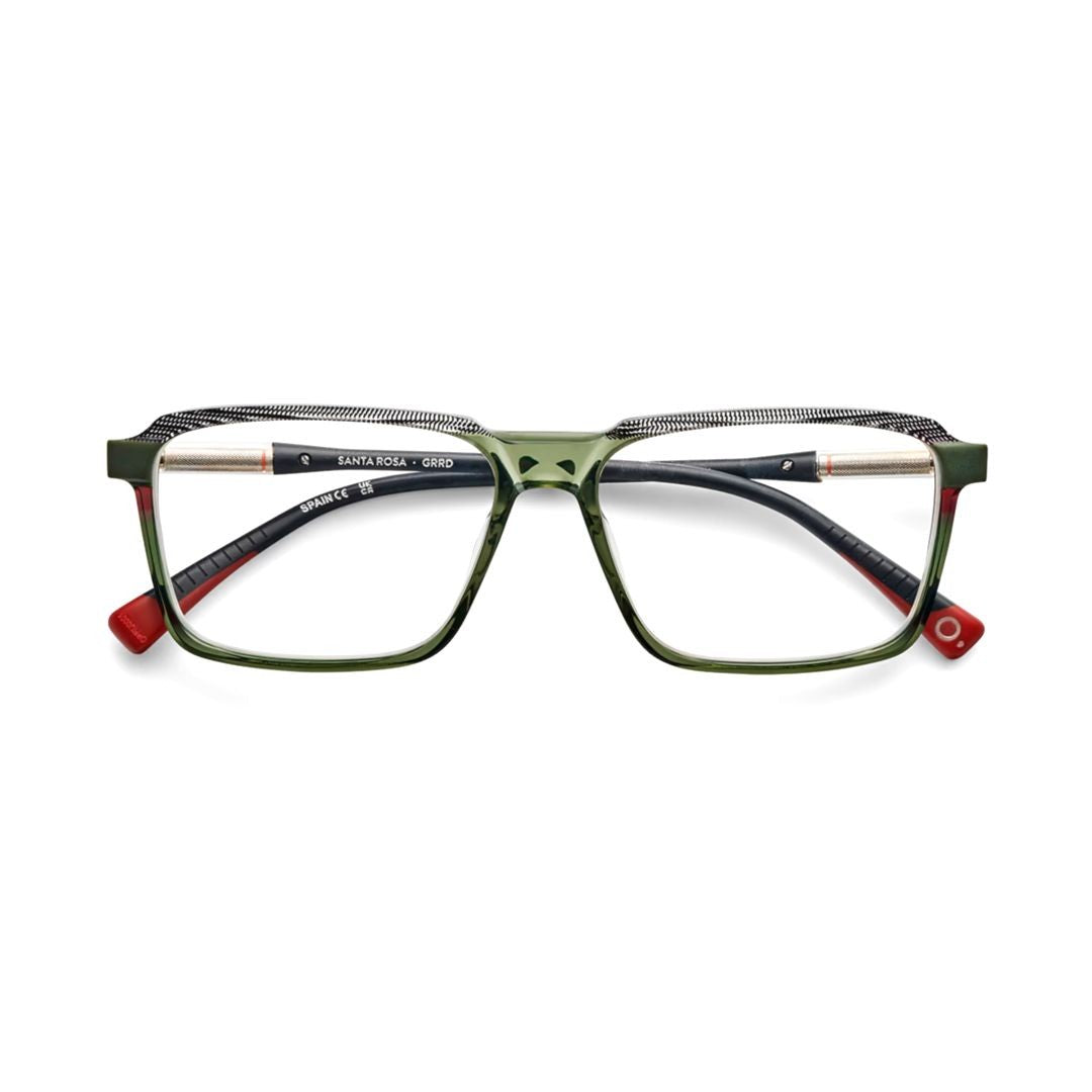 Etnia Barcelona Santa Rosa Translucent Olive Green Rectangular Frame Eyeglasses With Textured Temples