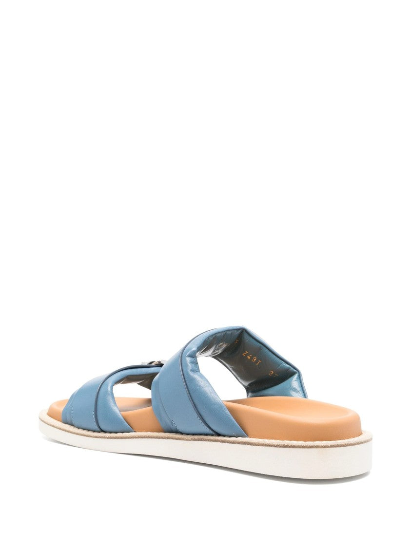 Santoni Open-Design Blue Sandals With Stylish Buckles