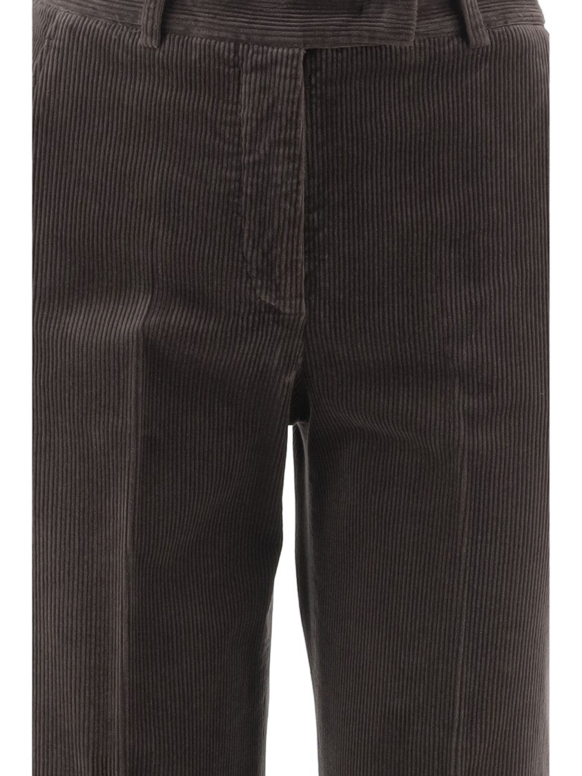 Ql2 Wide-Leg Army Green Corduroy Pants With Belt Loops