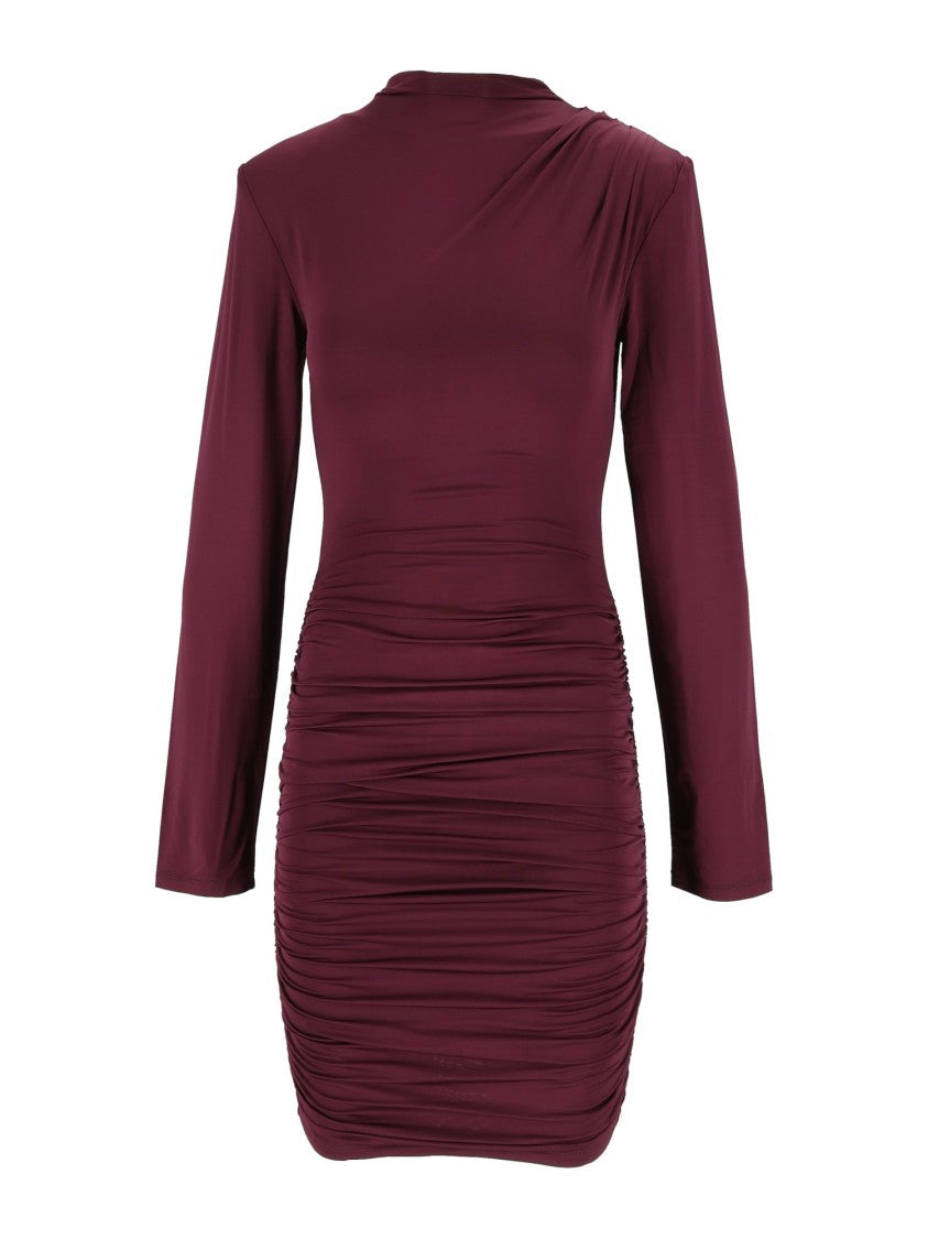 Rotate Burgundy Slim-Fit Draped Mini Dress