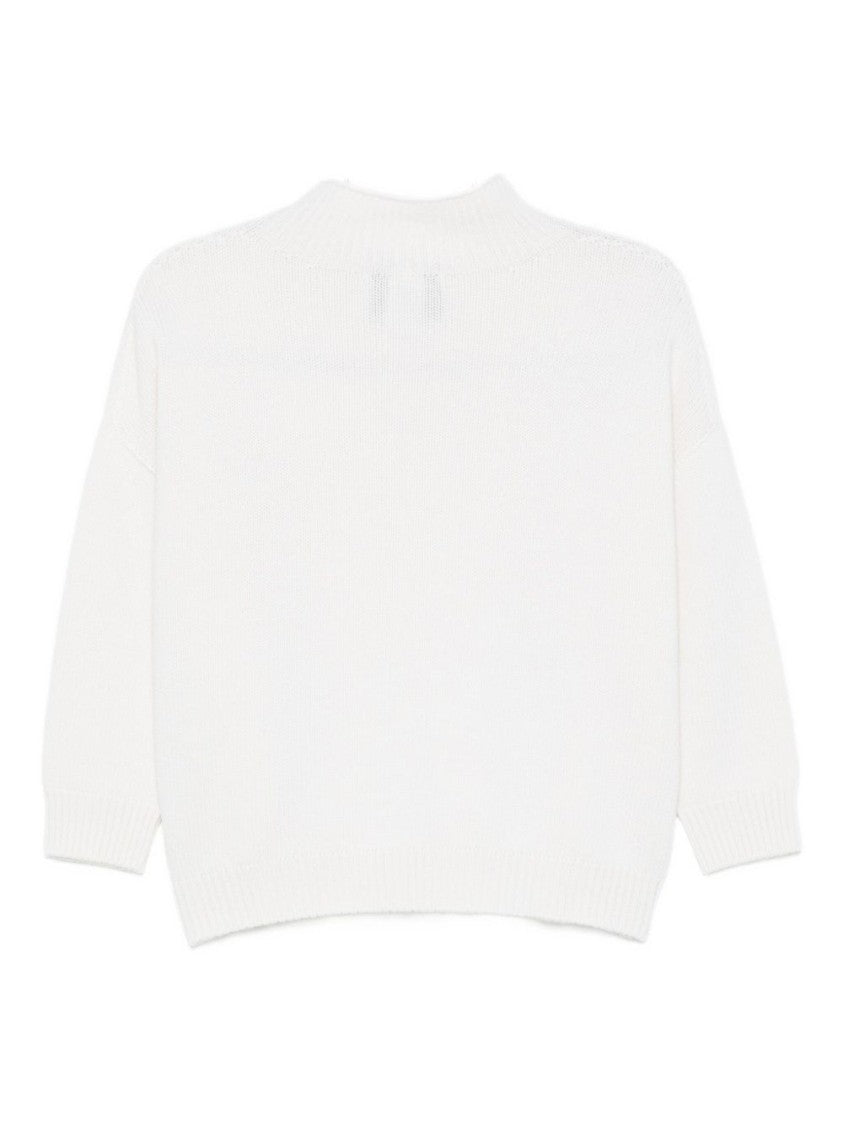 Vanisé Creamy White Sweater With Textured Floral Applique