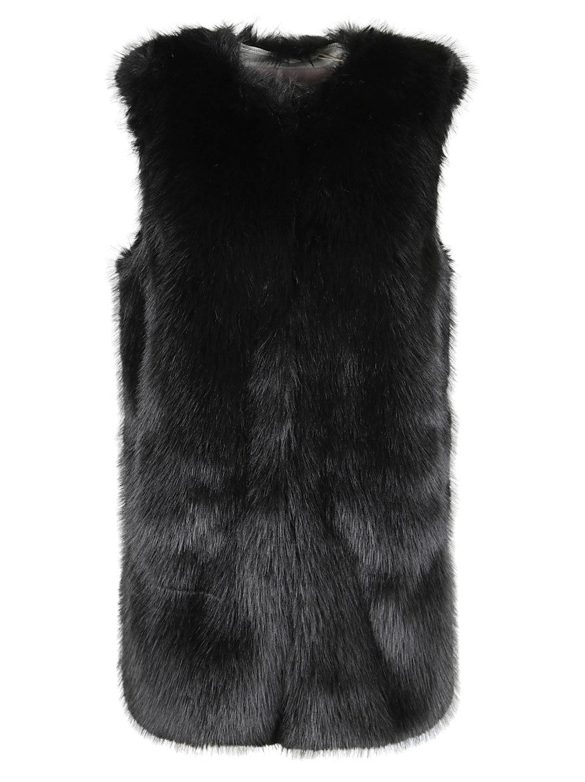 Herno Soft-Touch Faux Fur Vest With Melange Effect And Snap Closure