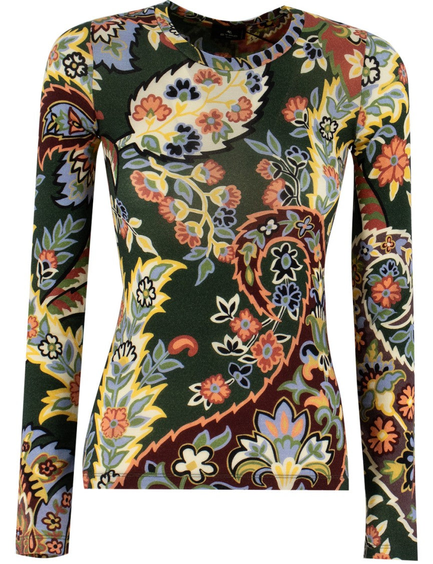 Etro Fitted Wool Sweater With Intricate Paisley Design