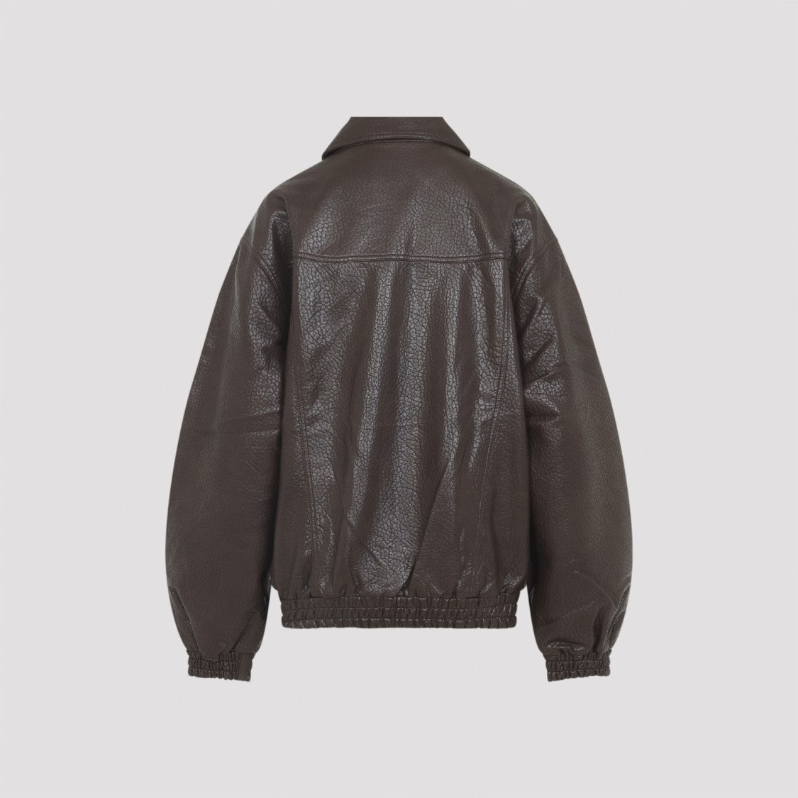 The Frankie Shop Textured Brown Polyurethane Jacket With Fitted Silhouette