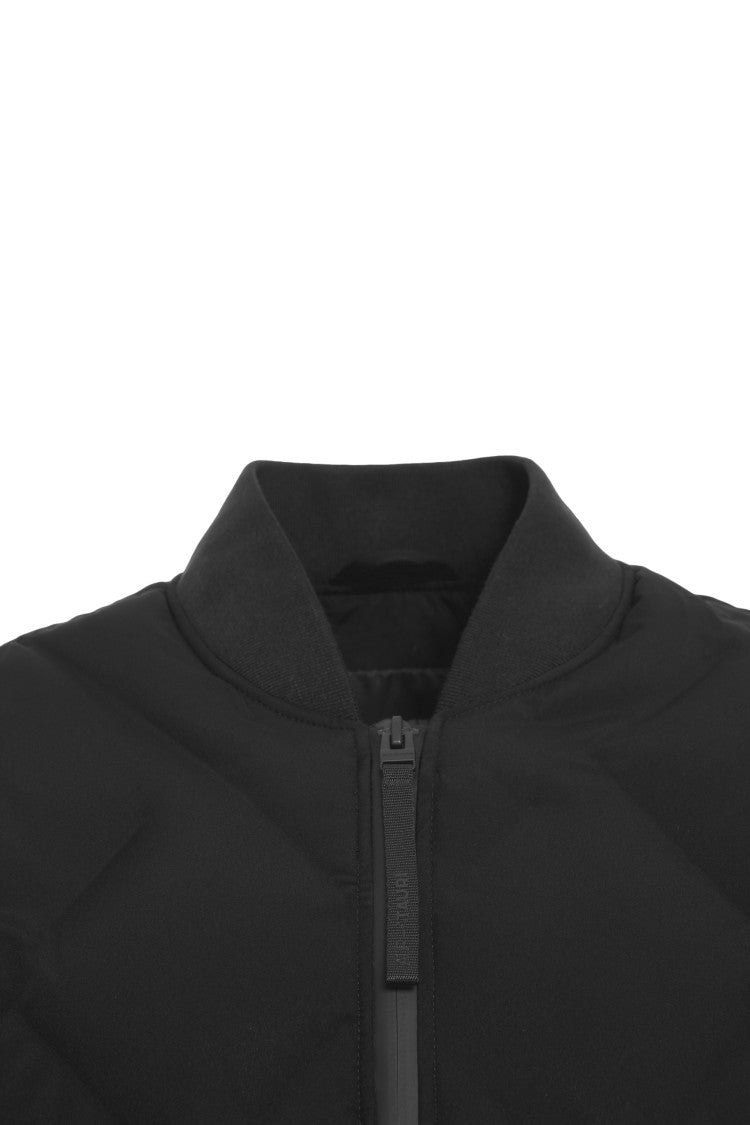 Alpha Tauri Quilted Black Bomber Jacket With Ribbed Accents