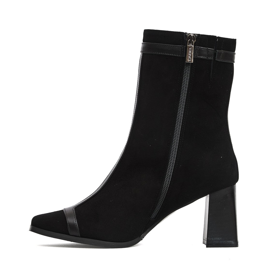 Carel Paris Ankle Boot With Graphic 'T' Cut And Flared Heel