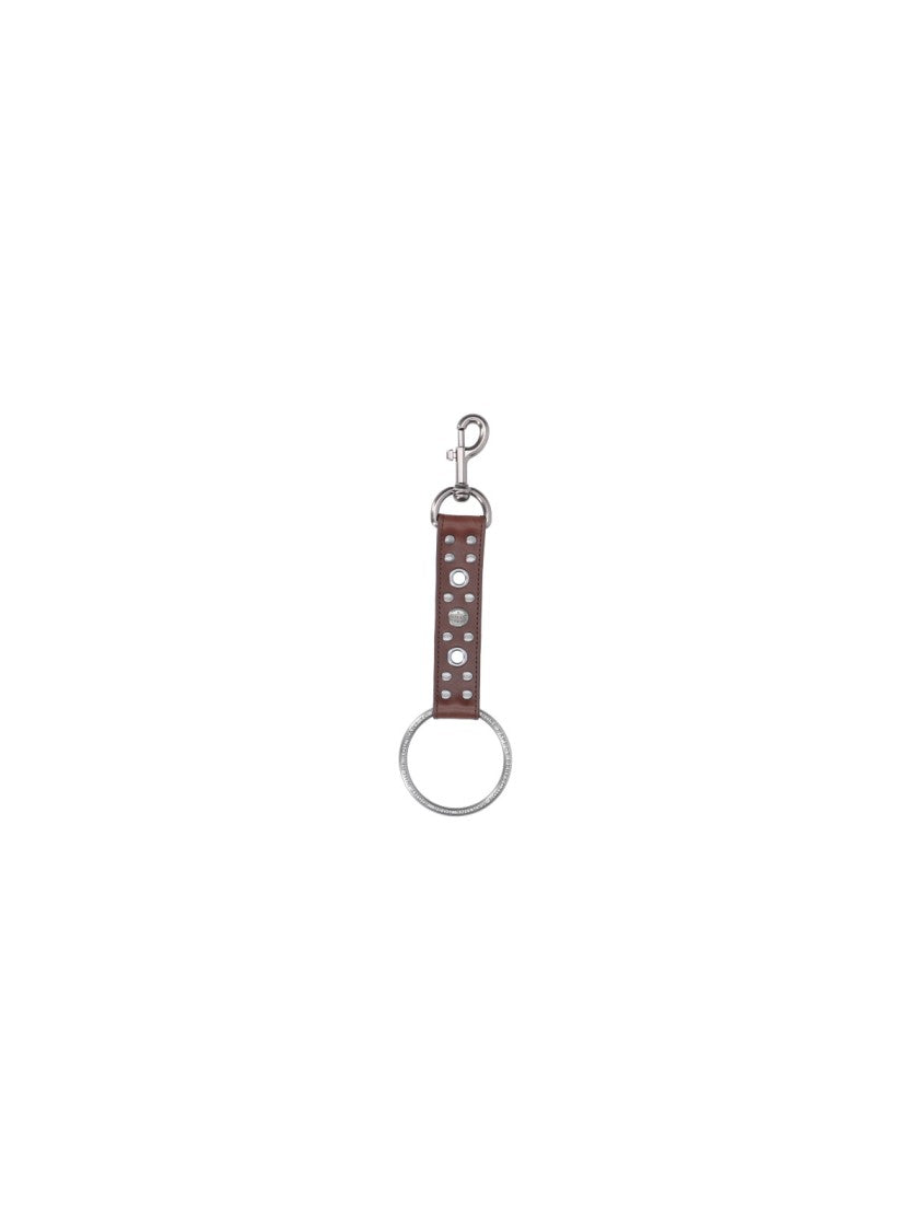Martine Rose Brown Studded Leather Strap Keychain Charm