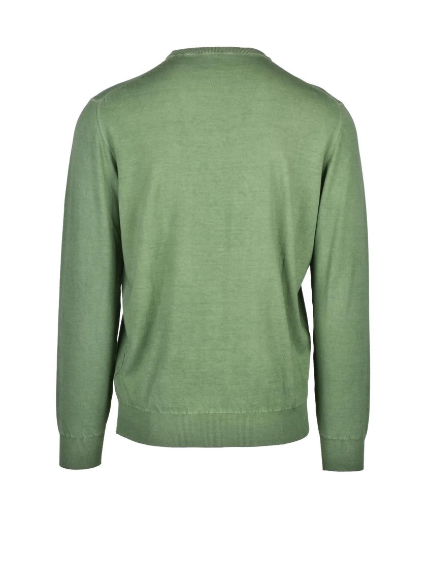 Kangra Green Crewneck Cotton Sweater