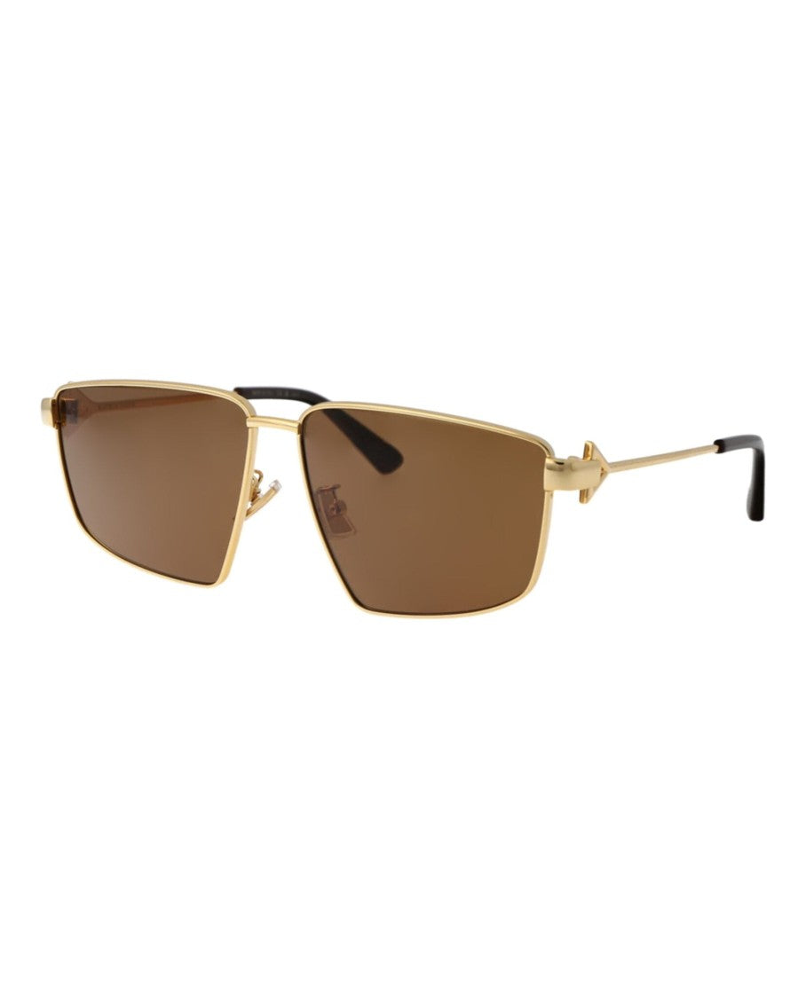 Bottega Veneta Square-Frame Metal Sunglasses With Gold-Tone Detailing