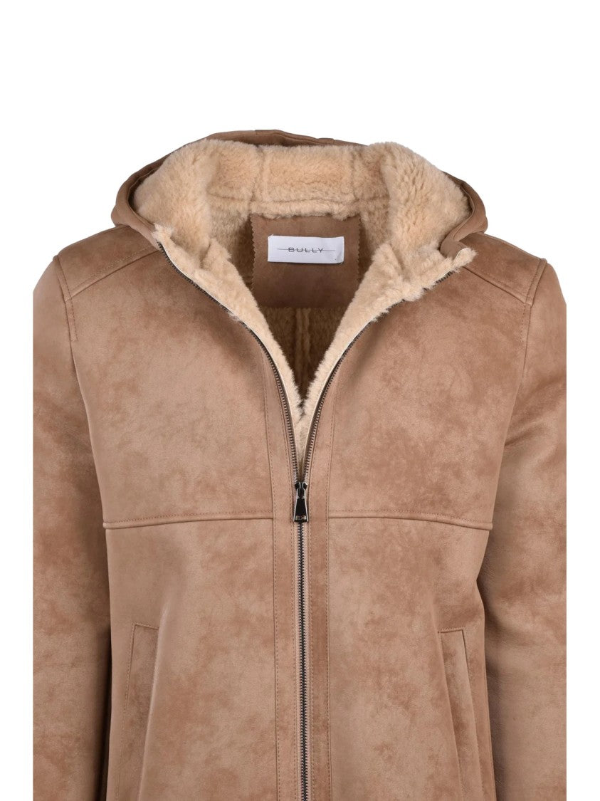 Bully Eco Leather Jacket With Hood And Plush Lining