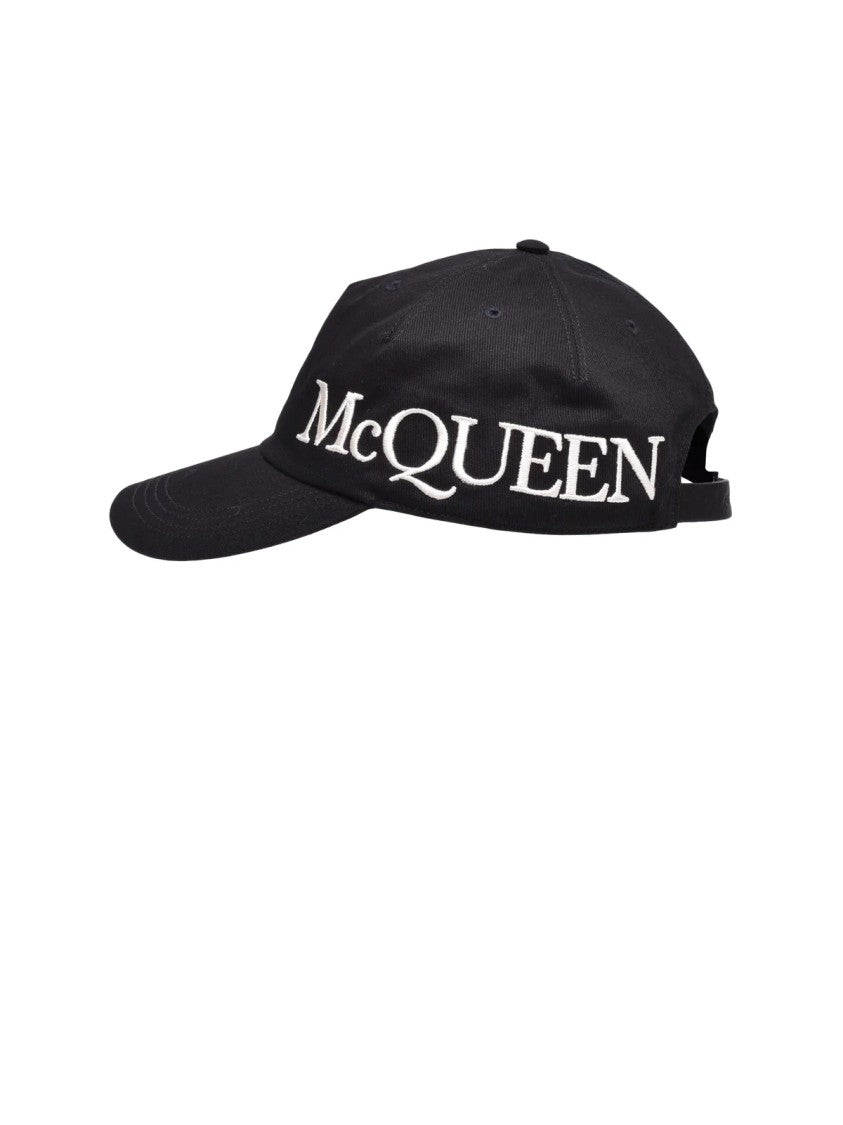 Alexander Mcqueen Black Six-Panel Embroidered Cotton Hat