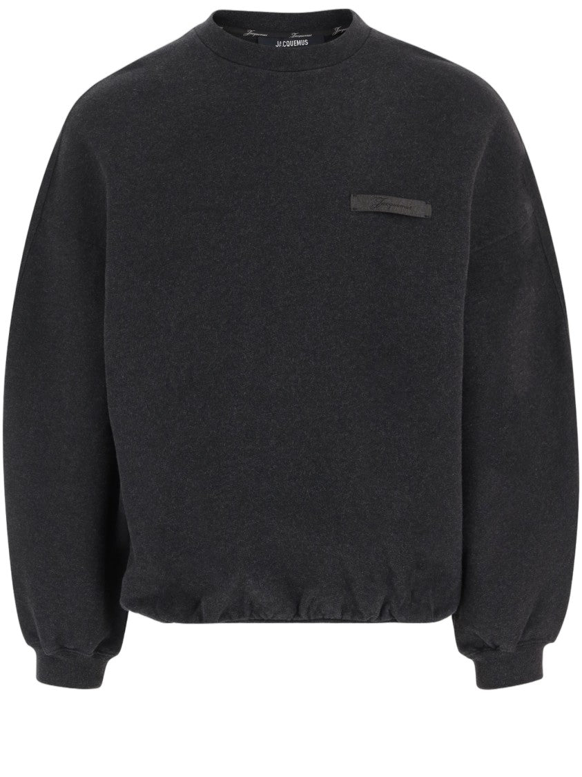 Jacquemus Dark Gray Ruban Oversized Cotton Fleece Sweatshirt