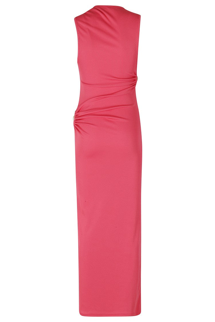 Christopher Esber Callisto Trinity Side-Ruffled Brooch Polyester Maxi Dress
