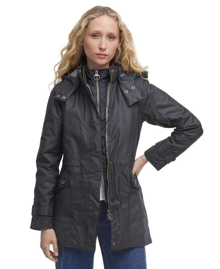 Barbour Functional Waxed Cotton Jacket With Corduroy Collar