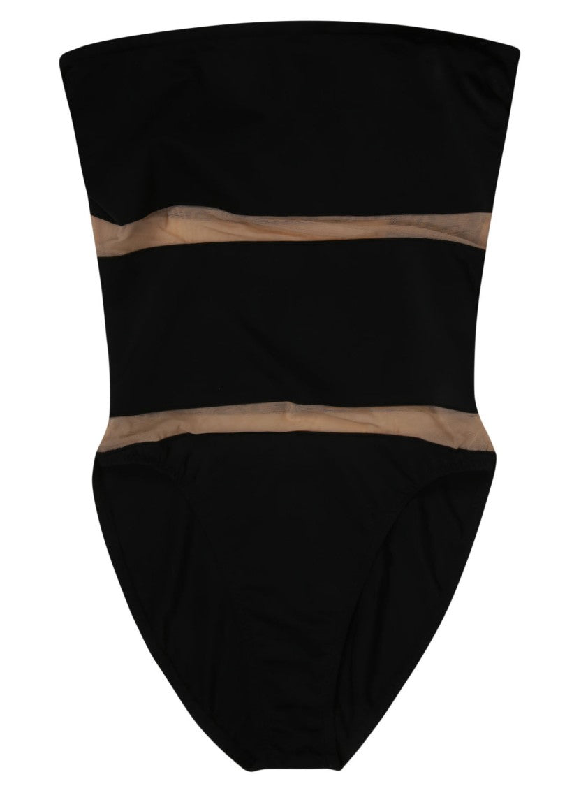 Norma Kamali Strapless Sheer Panel One Piece Swimwear