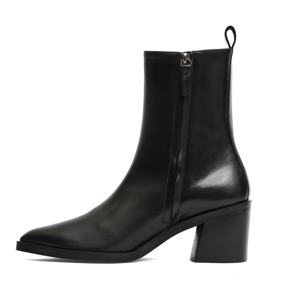 Poeve Camperos 70Mm Heel Black Leather Ankle Boot