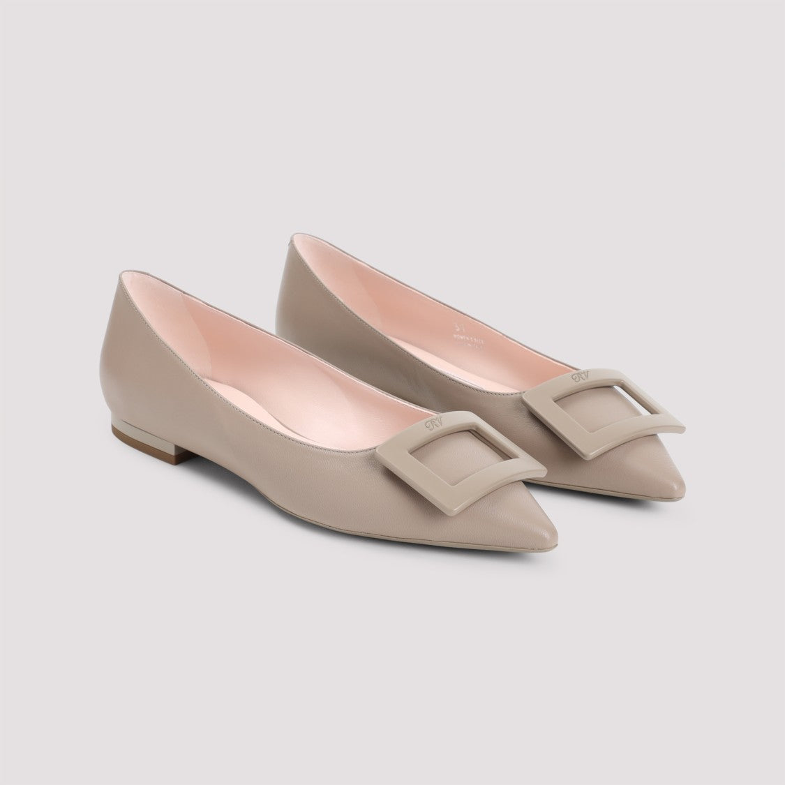 Roger Vivier Pointed-Toe Flats With Decorative Buckle In Goat Leather