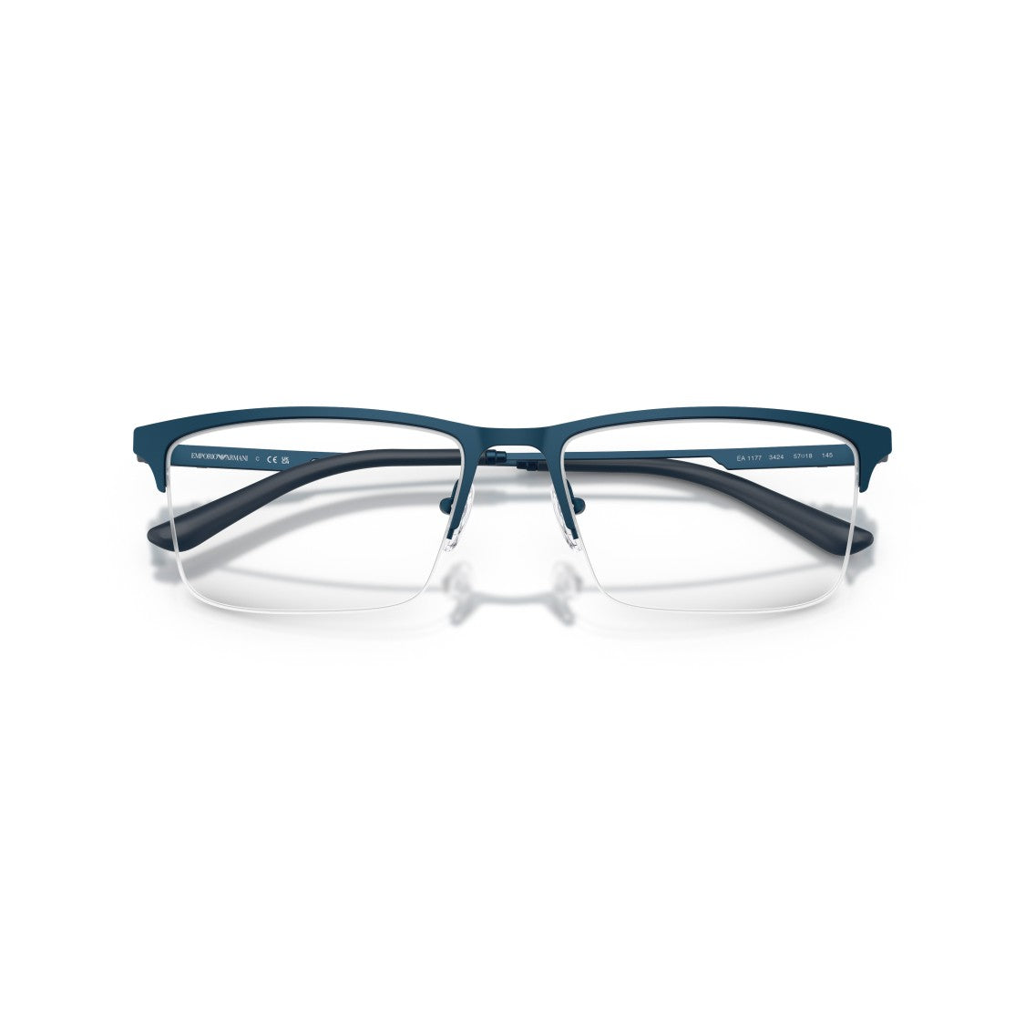 Emporio Armani 0Ea1177 Square Semi-Rimless Blue Metal Eyeglasses