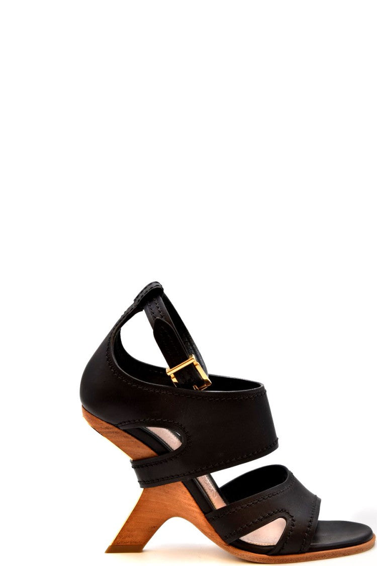 Alexander Mcqueen Black Calf Leather Sandals