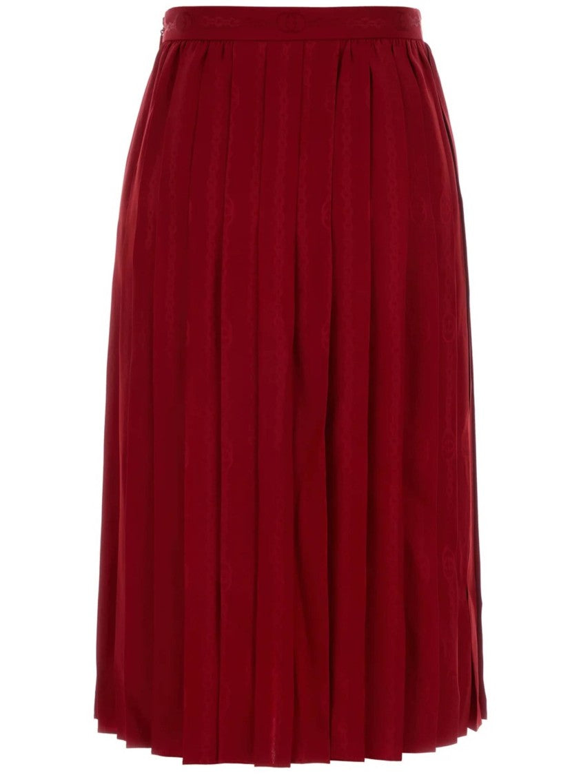 Gucci Red Skirt Satin Midi Bottom