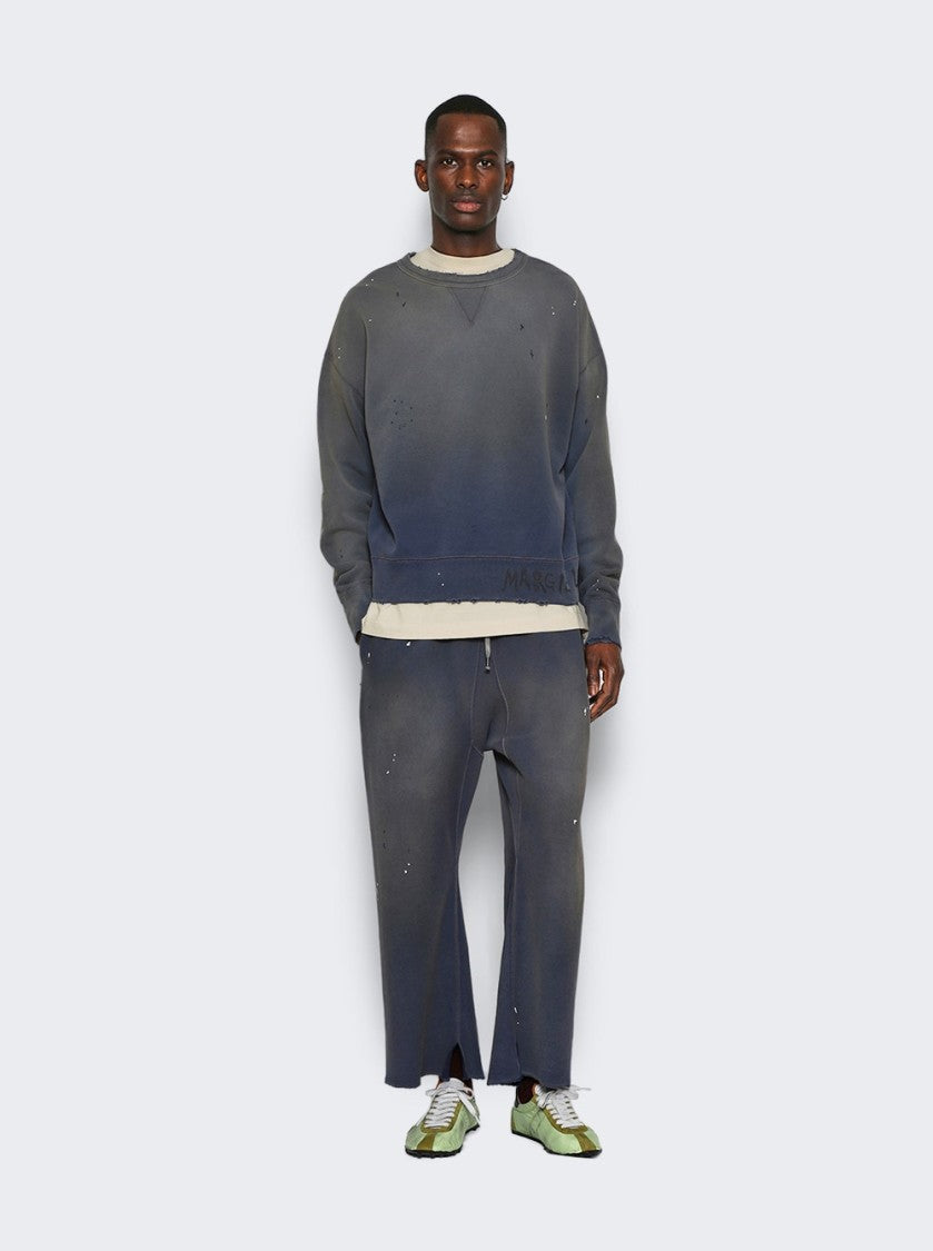 Maison Margiela Relaxed Fit Vintage Blue Pants With Artistic Paint Splatter