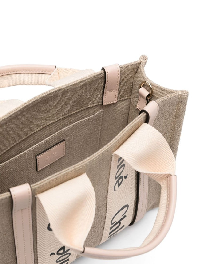 Chloé Beige Small Woody Rectangular Tote Bag