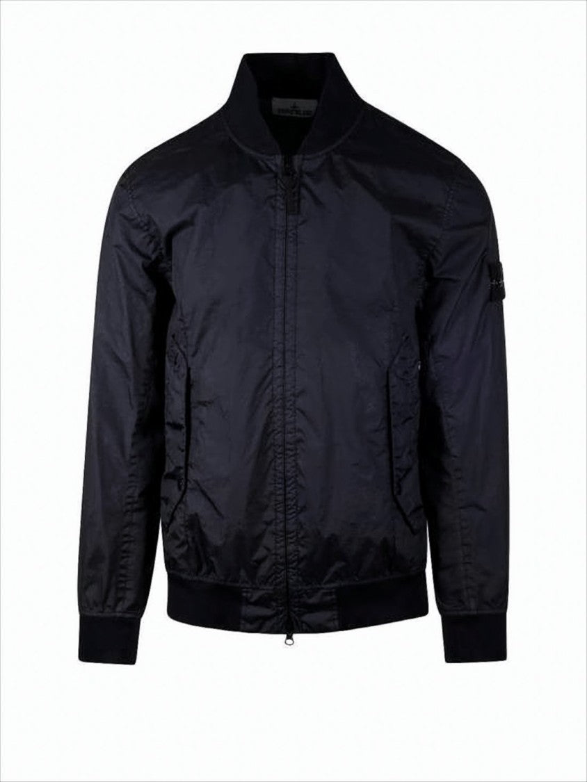 Stone Island Smooth-Finish Bomber Jacket With Ribbed Cuffs