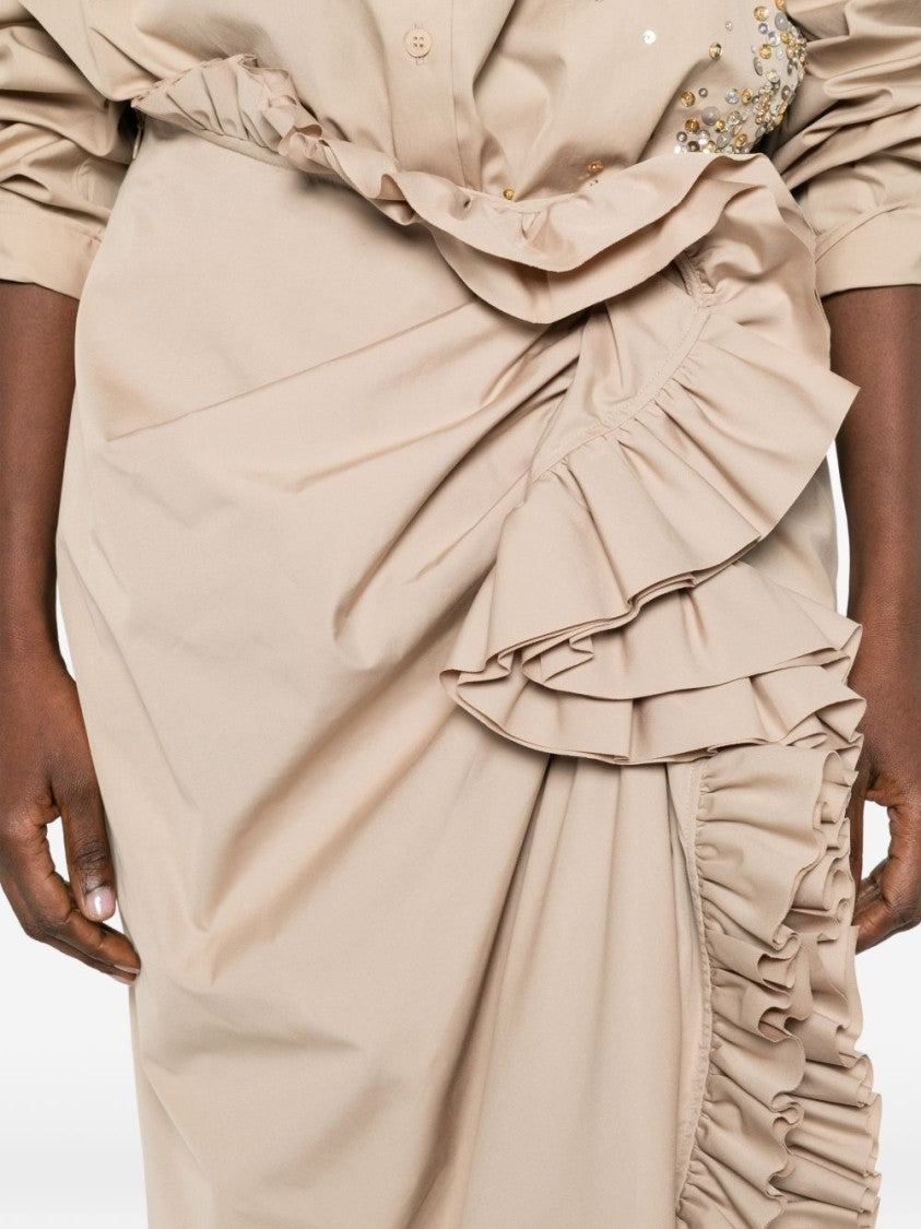 Dries Van Noten Asymmetrical Ruffled Midi Skirt