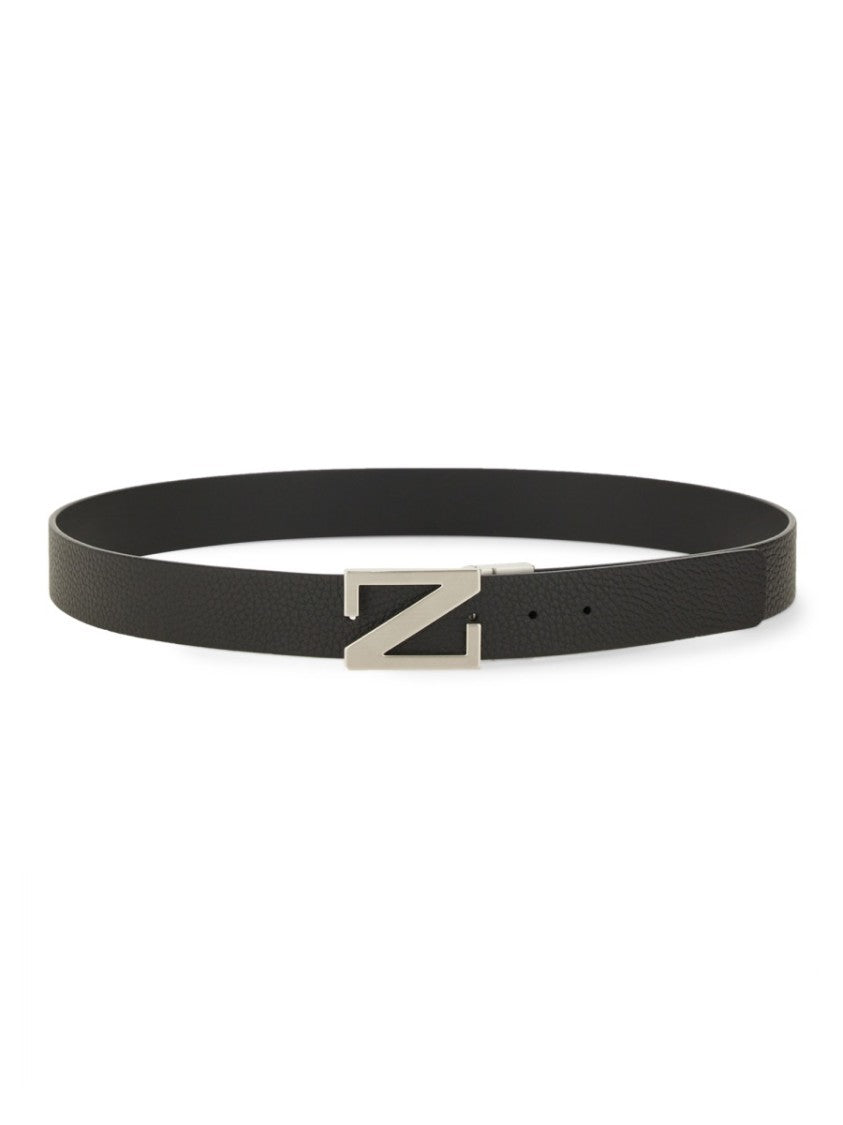 Zegna Reversible Monogram Buckle Cow Leather Belt