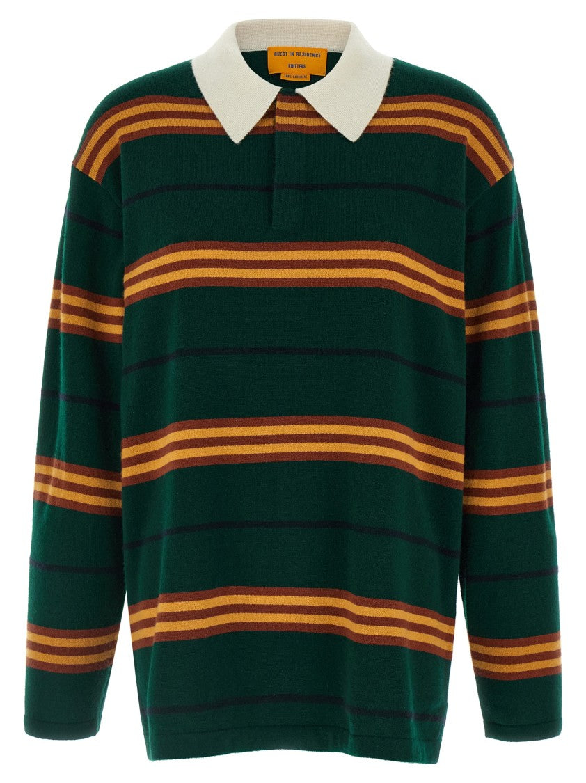 Guest In Residence Striped Rugby Polo Shirt